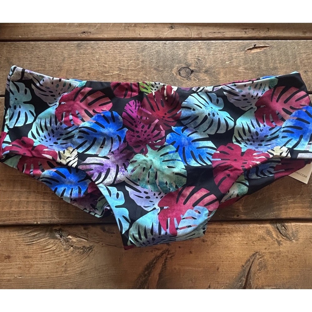 Fused Hawaii Kona Bikini Bottom Swimwear XL Plants NWT Monstera Watercolor